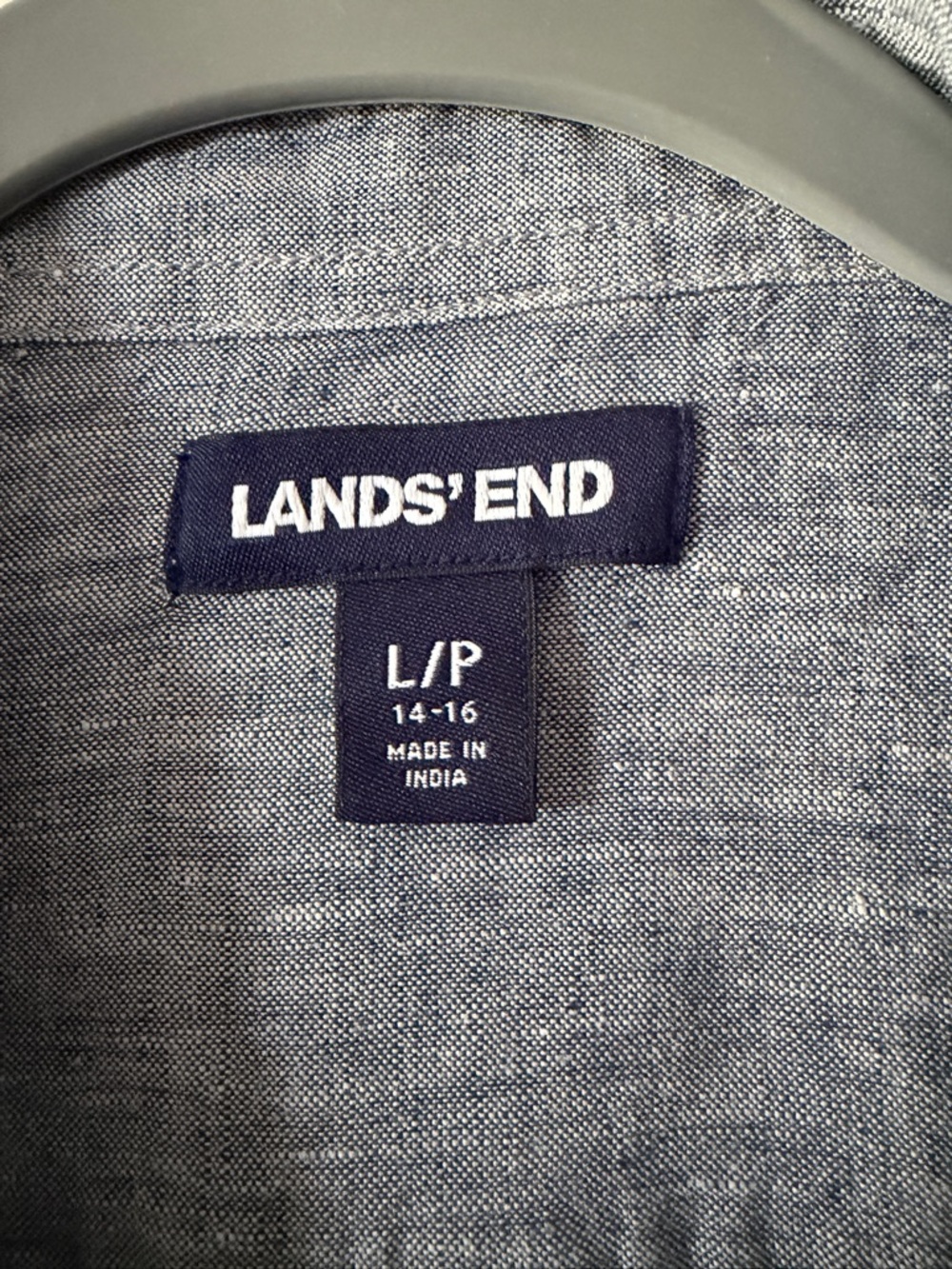 Lands' End Chambray Shirt in Navy and Light Blue - Picture 3 of 3